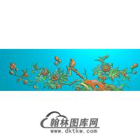 牡丹花鸟精雕图（MD-054)