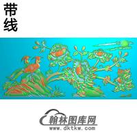 牡丹花鸟精雕图（MD-060)