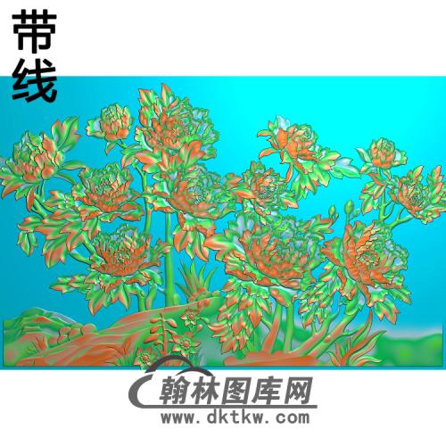 牡丹花鸟精雕图（MD-070)