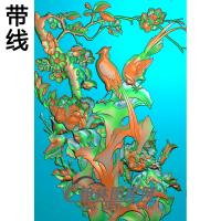 牡丹花鸟精雕图（MD-075)