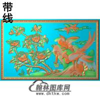 牡丹花鸟精雕图（MD-079)