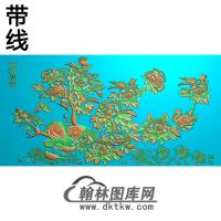 牡丹花鸟精雕图（MD-081)