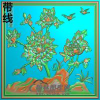 牡丹花鸟精雕图（MD-082)