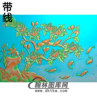 牡丹花鸟精雕图（MD-083)