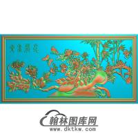 牡丹花鸟精雕图（MD-107)