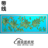 牡丹花鸟精雕图（MD-114)