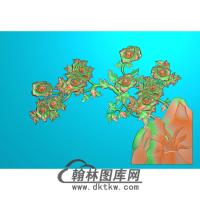 牡丹花鸟精雕图（MD-125)