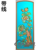 牡丹花鸟精雕图（MD-136)