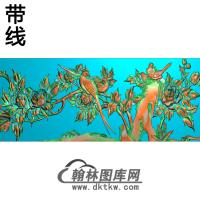 牡丹花鸟精雕图（MD-137)