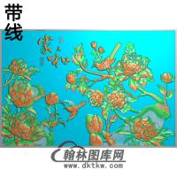 牡丹花鸟精雕图（MD-139)