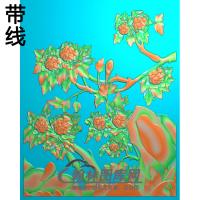 牡丹花鸟精雕图（MD-145)