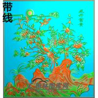 牡丹花鸟精雕图（MD-162)