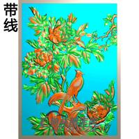 牡丹花鸟精雕图（MD-163)