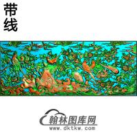 牡丹花鸟精雕图（MD-177)