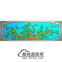 牡丹花鸟精雕图（MD-195)
