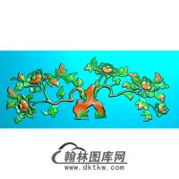 牡丹花鸟精雕图（MD-199)