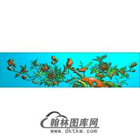 牡丹花鸟精雕图（MD-212)