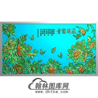 牡丹花鸟精雕图（MD-215)