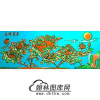 牡丹花鸟精雕图（MD-220)