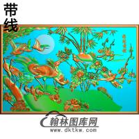 牡丹花鸟精雕图（MD-239)