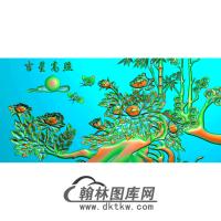 牡丹花鸟精雕图（MD-254)