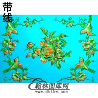 牡丹花鸟精雕图（MD-267)