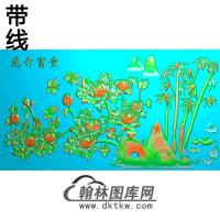 牡丹花鸟精雕图（MD-268)