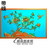 牡丹花鸟精雕图（MD-270)