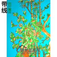 牡丹花鸟精雕图（MD-289)