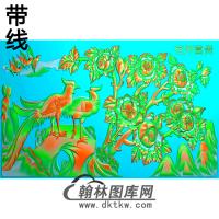 牡丹花鸟精雕图（MD-296)