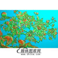 牡丹花鸟精雕图（MD-299)