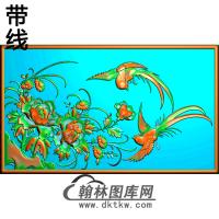 牡丹花鸟精雕图（MD-300)
