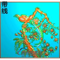 牡丹花鸟精雕图（MD-303)