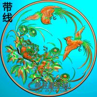 牡丹花鸟精雕图（MD-333)