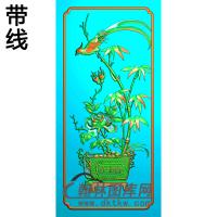 牡丹花鸟精雕图（MD-357)