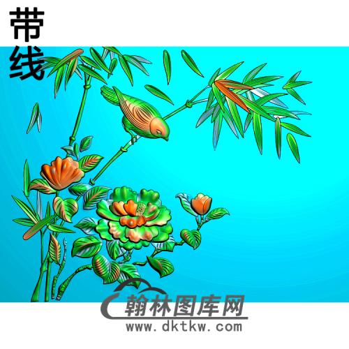 牡丹花鸟精雕图（MD-360)