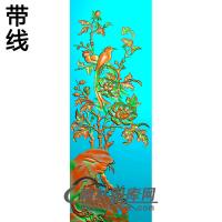 牡丹花鸟精雕图（MD-361)