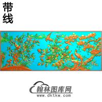 牡丹花鸟精雕图（MD-363)