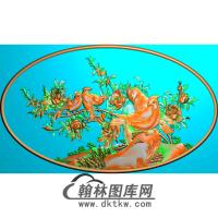 牡丹花鸟精雕图（MD-366)