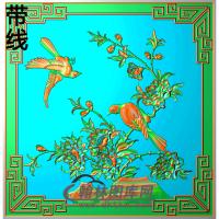 牡丹花鸟精雕图（MD-371)