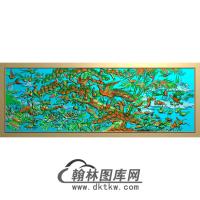牡丹花鸟精雕图（MD-373)