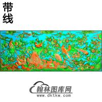 牡丹花鸟精雕图（MD-375)