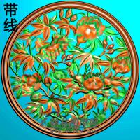 牡丹花鸟精雕图（MD-414)