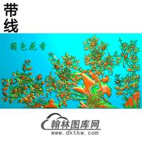 牡丹花鸟精雕图（MD-449)