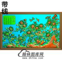 牡丹花鸟精雕图（MD-455)