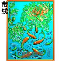 牡丹花鸟精雕图（MD-458)