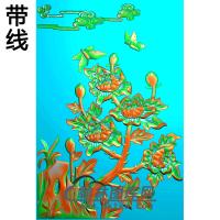牡丹花鸟精雕图（MD-465)