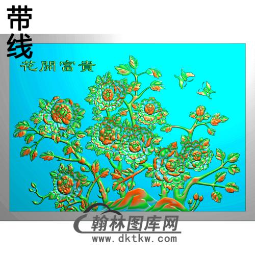 牡丹花鸟精雕图（MD-468)