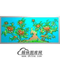 牡丹花鸟精雕图（MD-469)