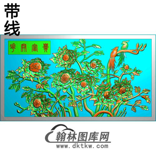 牡丹花鸟精雕图（MD-478)